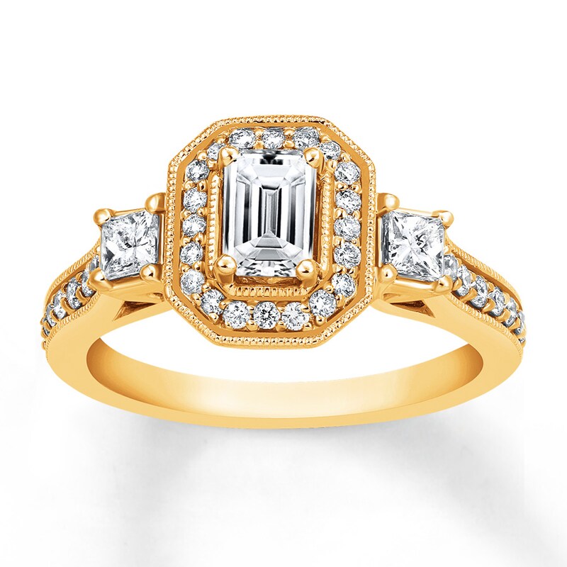 Main Image 1 of Emerald-cut Diamond Engagement Ring 1 ct tw 14K Yellow Gold