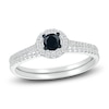 Thumbnail Image 1 of Black Diamond Bridal Set 1/2 ct tw Round-cut 14K White Gold