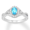 Thumbnail Image 0 of Blue Topaz Engagement Ring 1/3 ct tw Diamonds 14K White Gold