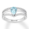 Thumbnail Image 0 of Aquamarine Engagement Ring 1/4 ct tw Diamonds 14K White Gold