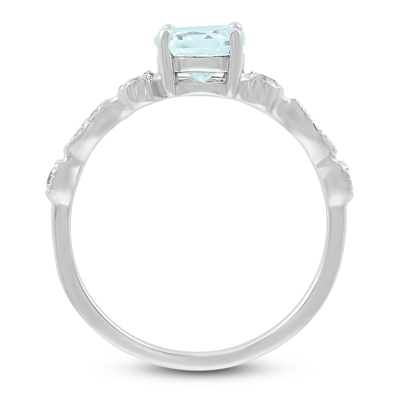 Main Image 3 of Aquamarine Engagement Ring 1/10 ct tw Diamonds 14K White Gold