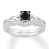 Thumbnail Image 1 of Black & White Diamond Bridal Set 1/3 carat tw 14K White Gold