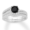 Thumbnail Image 1 of Black & White Diamond Bridal Set 1-1/4 ct tw 14K White Gold