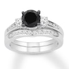 Thumbnail Image 0 of Black & White Diamond Bridal Set 1 ct tw 14K White Gold