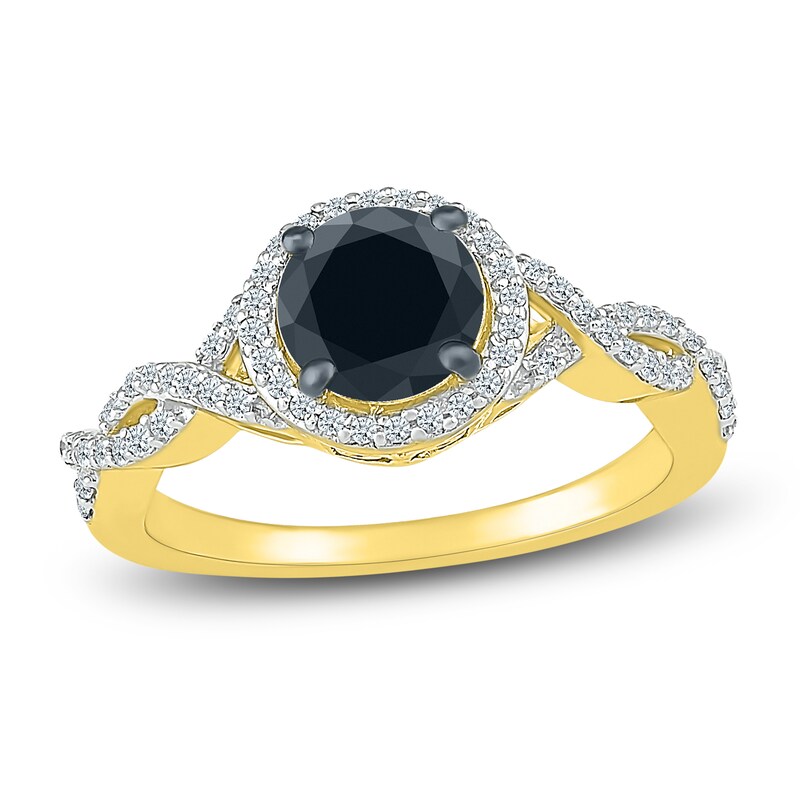 Black Diamond Engagement Ring 1-1/4 carat tw 14K Yellow Gold