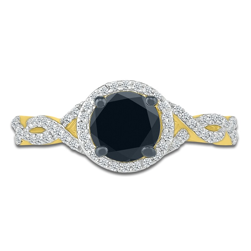 Black Diamond Engagement Ring 1-1/4 carat tw 14K Yellow Gold