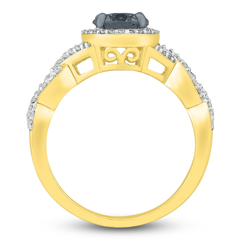 Black Diamond Engagement Ring 1-1/4 carat tw 14K Yellow Gold