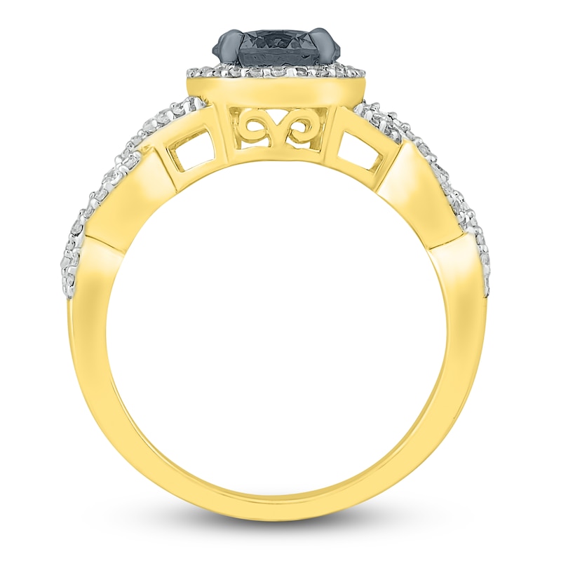 Main Image 3 of Black Diamond Engagement Ring 1-1/4 carat tw 14K Yellow Gold