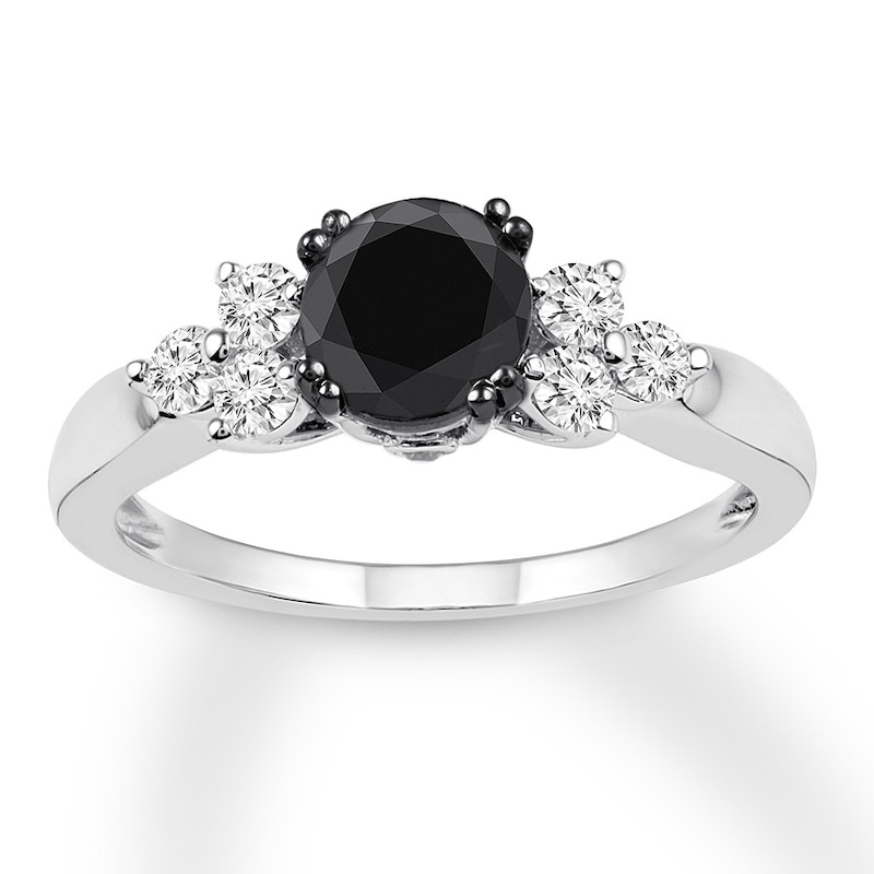 Black Diamond Engagement Ring 1-1/4 carat tw 14K White Gold