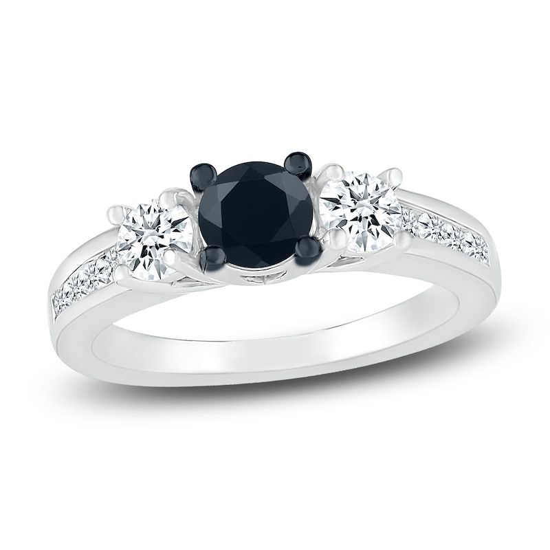 Black Diamond Engagement Ring 1-1/3 carat tw 14K White Gold