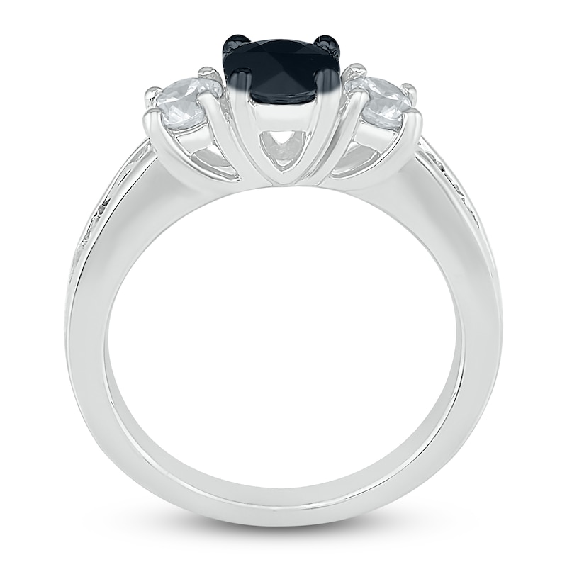 Black Diamond Engagement Ring 2 ct tw 14K White Gold