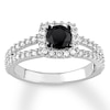 Thumbnail Image 0 of Black Diamond Ring 1 carat tw Round-cut 14K White Gold