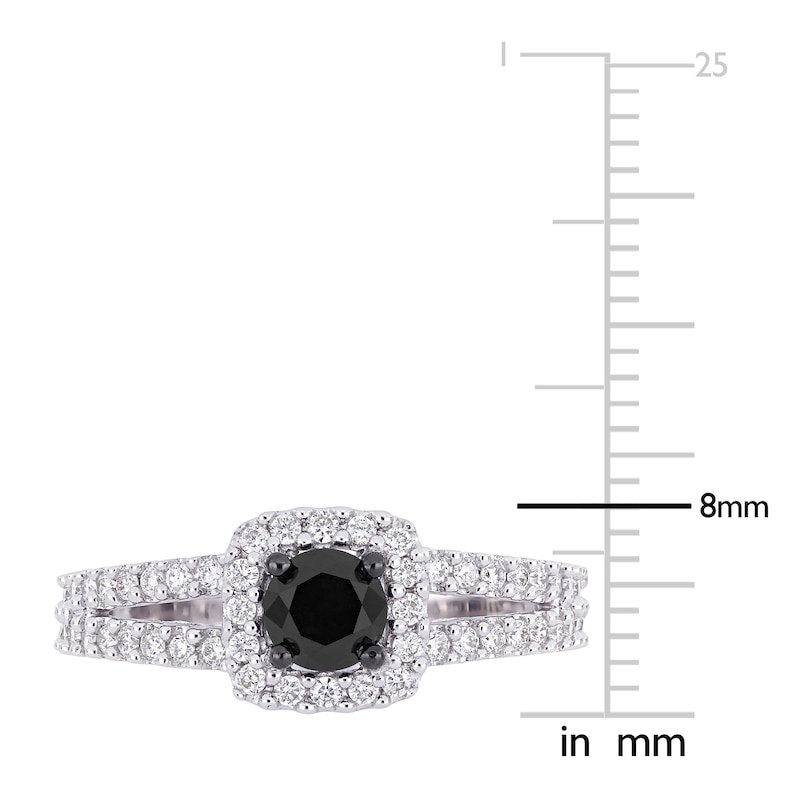 Black Diamond Ring 1 carat tw Round-cut 14K White Gold