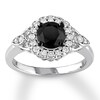Thumbnail Image 0 of Black Diamond Ring 1-1/5 ct tw Round-cut 14K White Gold