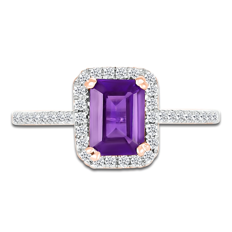 Main Image 6 of Amethyst Bridal Set 1/3 ct tw Diamonds 14K Rose Gold