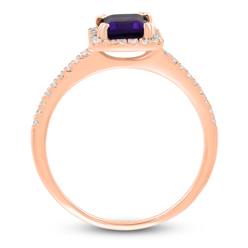 Main Image 7 of Amethyst Bridal Set 1/3 ct tw Diamonds 14K Rose Gold