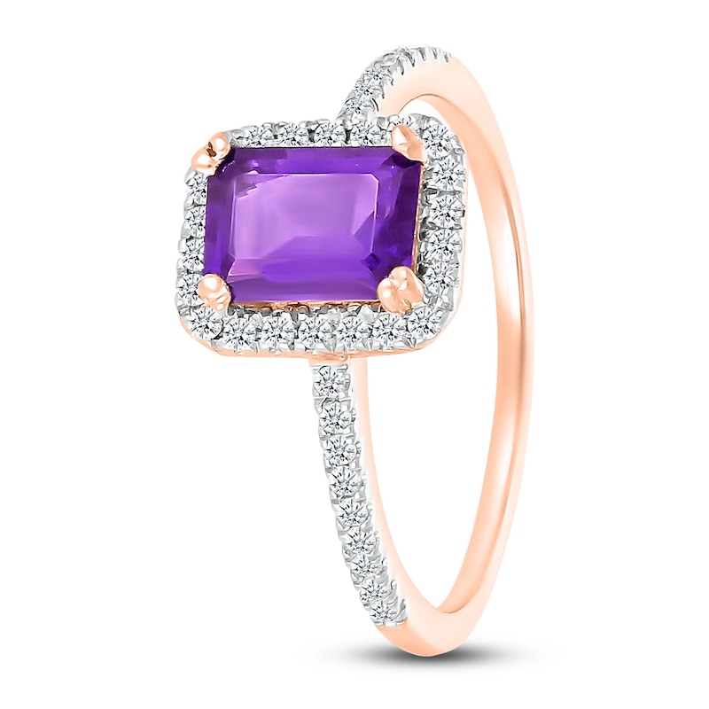 Main Image 8 of Amethyst Bridal Set 1/3 ct tw Diamonds 14K Rose Gold
