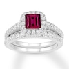 Thumbnail Image 1 of Rhodolite Garnet Bridal Set 1 ct tw Diamonds 14K White Gold
