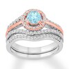 Thumbnail Image 1 of Aquamarine Bridal Set 1/2 ct tw Diamonds 14K Two-Tone Gold