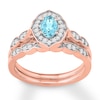 Thumbnail Image 0 of Aquamarine Bridal Set 1/4 ct tw Diamonds 14K Rose Gold