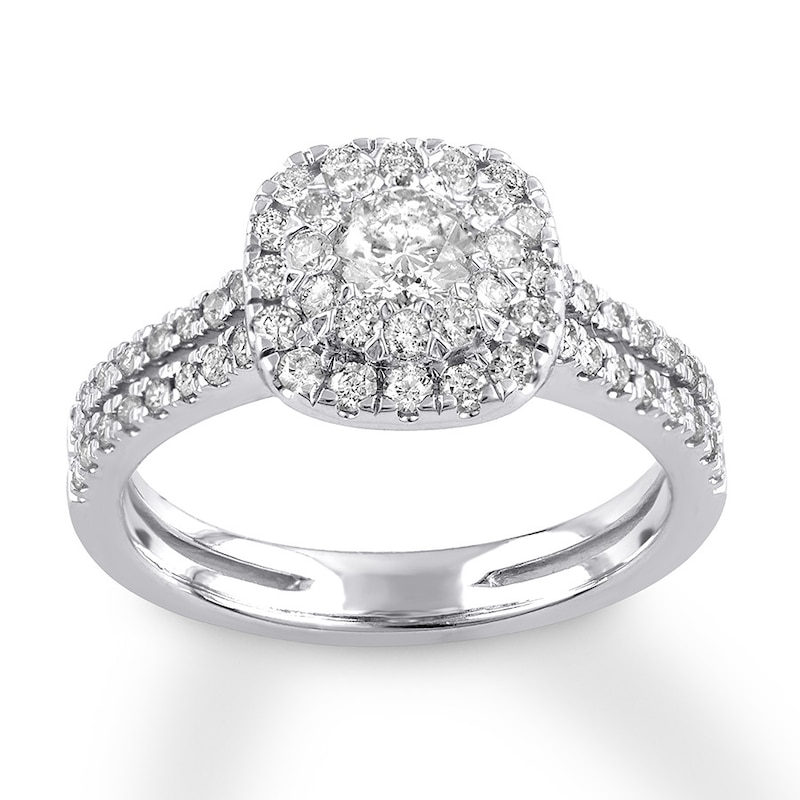 Diamond Engagement Ring 7/8 ct tw Round-cut 14K White Gold with 360