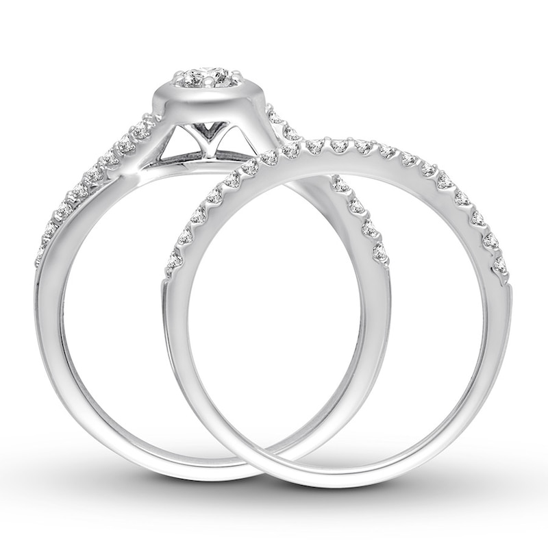 Main Image 2 of Diamond Bridal Set 1/2 ct tw Round-cut 14K White Gold