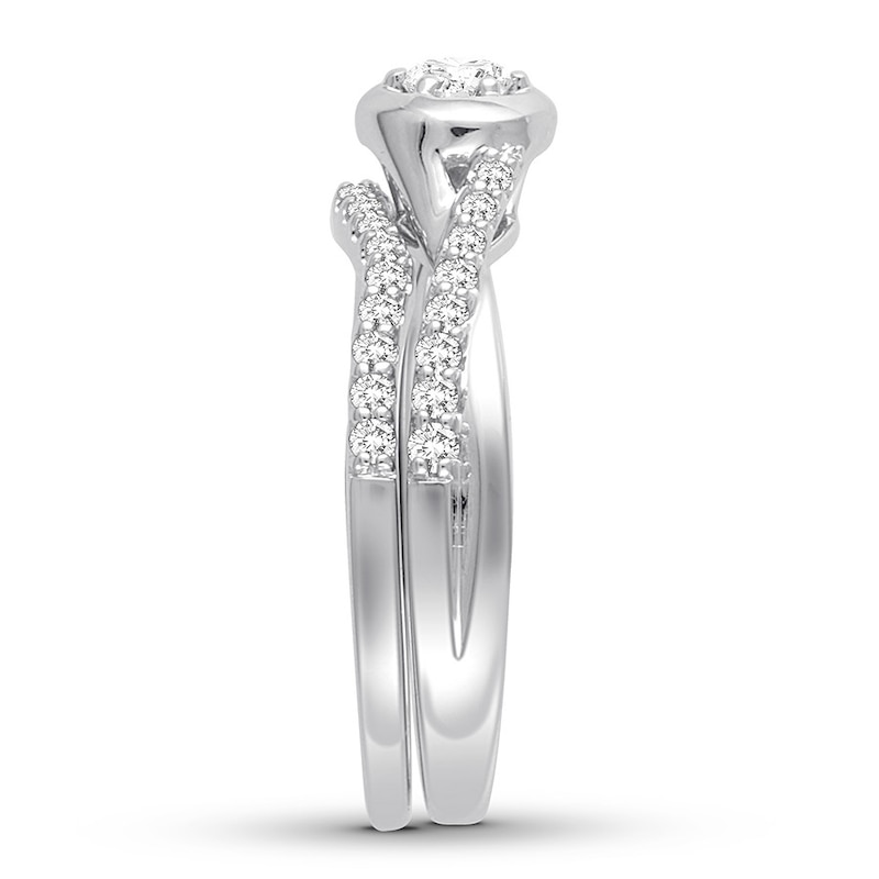 Main Image 3 of Diamond Bridal Set 1/2 ct tw Round-cut 14K White Gold