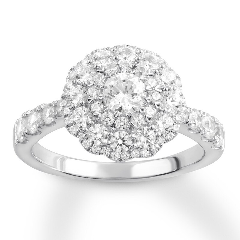 Diamond Engagement Ring 1-3/8 ct tw Round-cut 14K White Gold