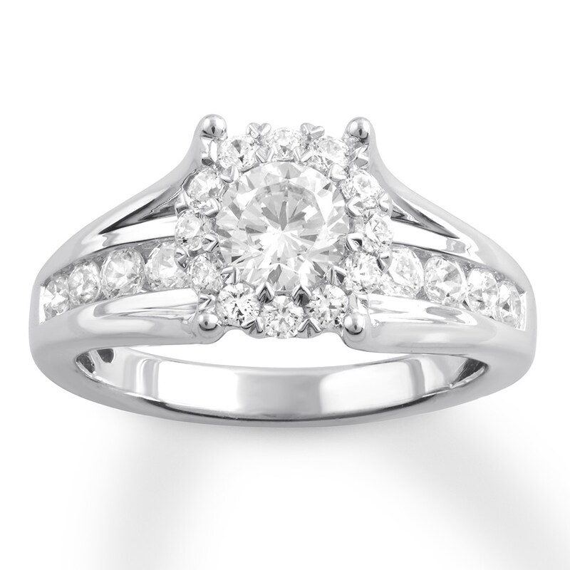 Main Image 1 of Diamond Engagement Ring 1-3/8 ct tw Round-cut 14K White Gold