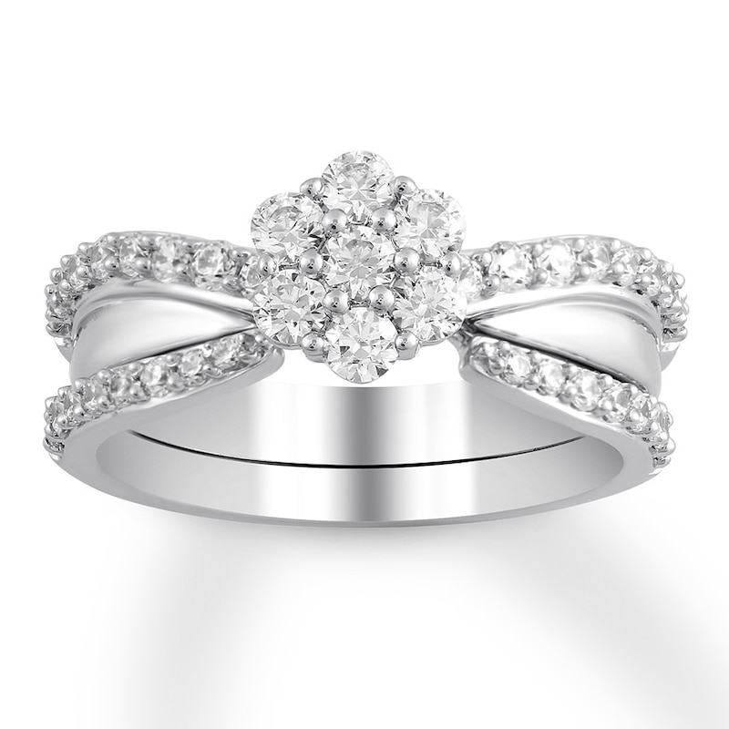Main Image 1 of Diamond Bridal Set 7/8 ct tw Round-cut 14K White Gold