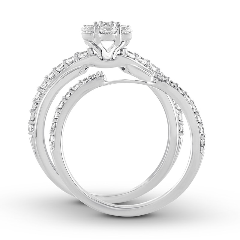 Main Image 2 of Diamond Bridal Set 7/8 ct tw Round-cut 14K White Gold