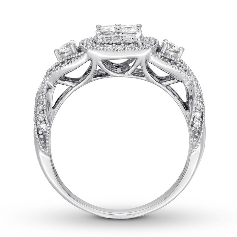 Diamond Engagement Ring 3/4 ct tw Princess-cut 14K White Gold