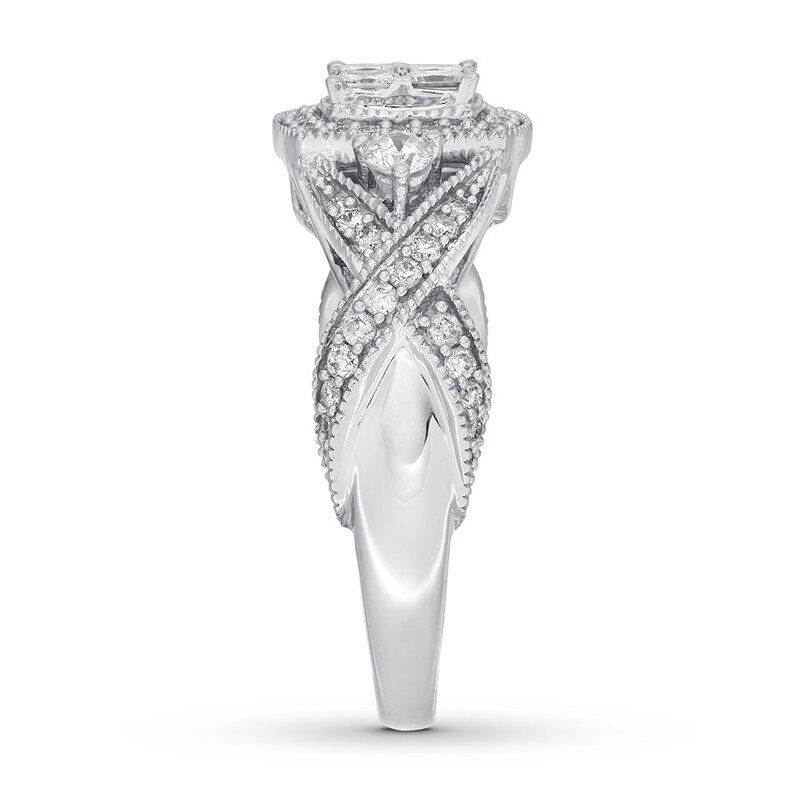 Diamond Engagement Ring 3/4 ct tw Princess-cut 14K White Gold
