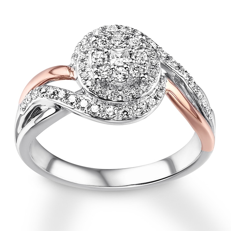 Diamond Engagement Ring 1/2 cttw Princess-cut 14K Two-Tone Gold