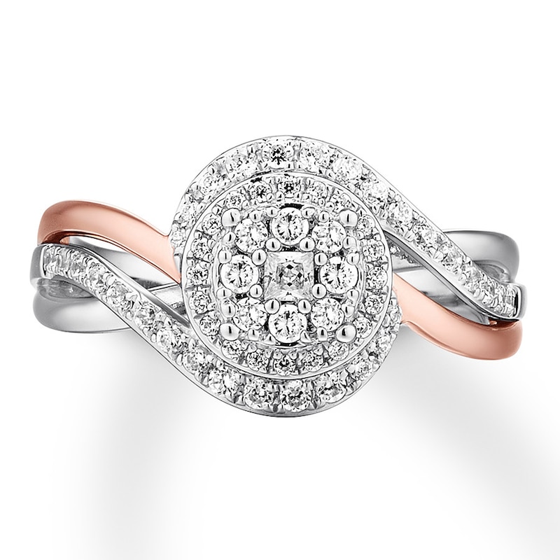 Diamond Engagement Ring 1/2 cttw Princess-cut 14K Two-Tone Gold