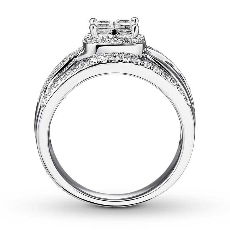 Diamond Engagement Ring 7/8 ct tw Princess-cut 14K White Gold