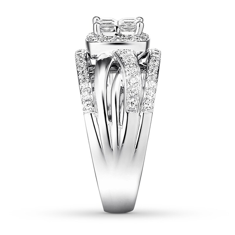 Diamond Engagement Ring 7/8 ct tw Princess-cut 14K White Gold