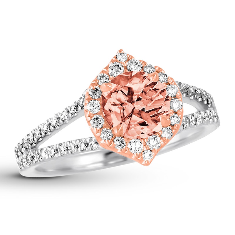 Main Image 1 of Morganite Ring 3/8 ct tw Diamonds 18K Two-Tone Gold 6.5mm (SI/2)