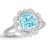 Thumbnail Image 0 of Blue Topaz Ring 1/5 ct tw Diamonds 18K White Gold
