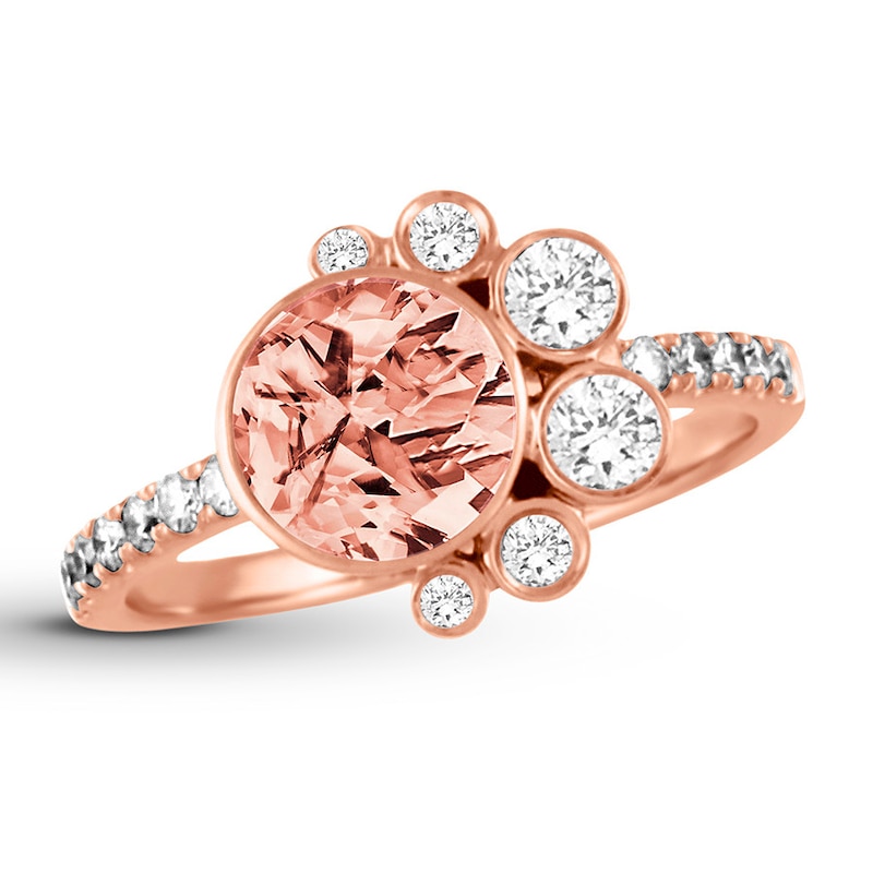 Main Image 1 of Morganite Ring 1/2 ct tw Diamonds 18K Rose Gold 7.5mm (SI/2)