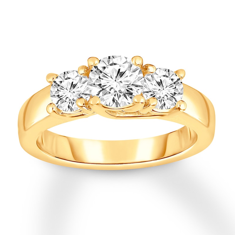 Diamond 3-Stone Ring 1-5/8 ct tw Round-cut 14K Yellow Gold