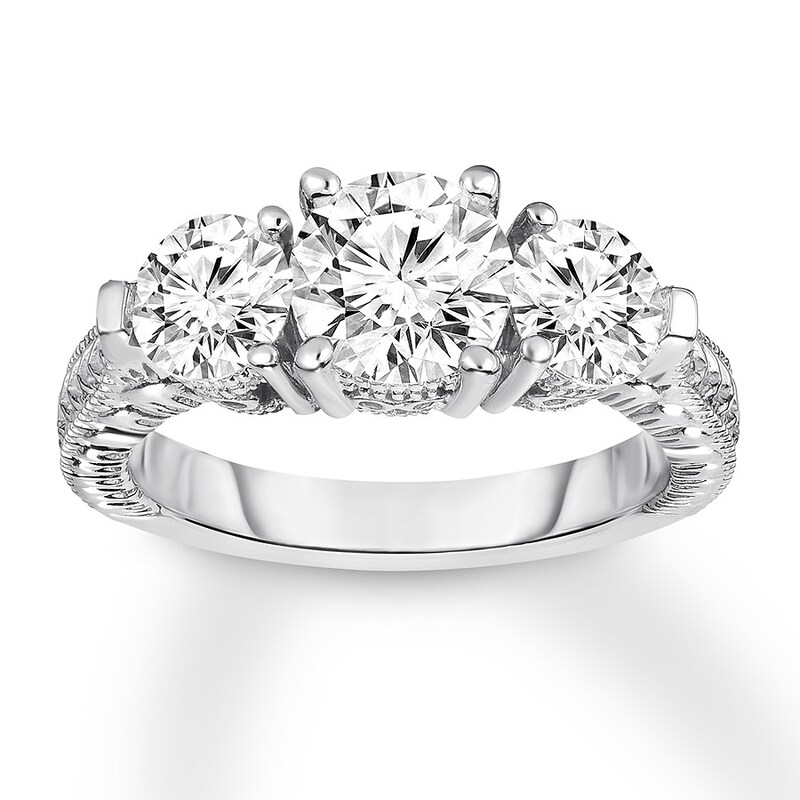 Diamond 3 Stone Ring 2 7 8 Ct Tw Round Cut 14k White Gold Jared