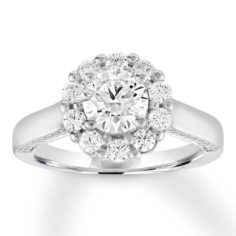 Diamond Engagement Ring 1-5/8 ct tw  Round-cut 14K White Gold