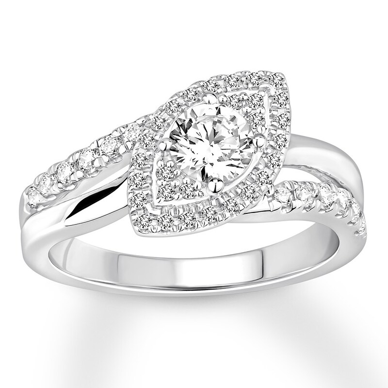 Diamond Engagement Ring 7/8 ct tw Round-cut 14K White Gold