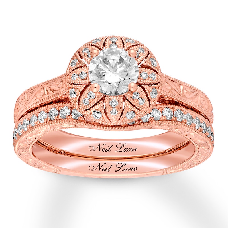 Neil Lane Bridal Set 7/8 ct tw Round-cut 14K Rose Gold