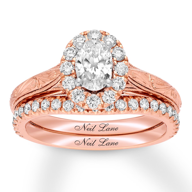 Neil Lane Bridal Set 1-1/4 ct tw Oval-cut 14K Rose Gold