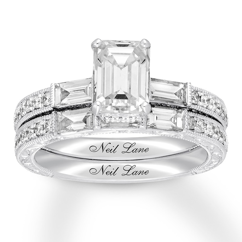 Neil Lane Bridal Set 2-1/2 ct tw Emerald-cut 14K White Gold