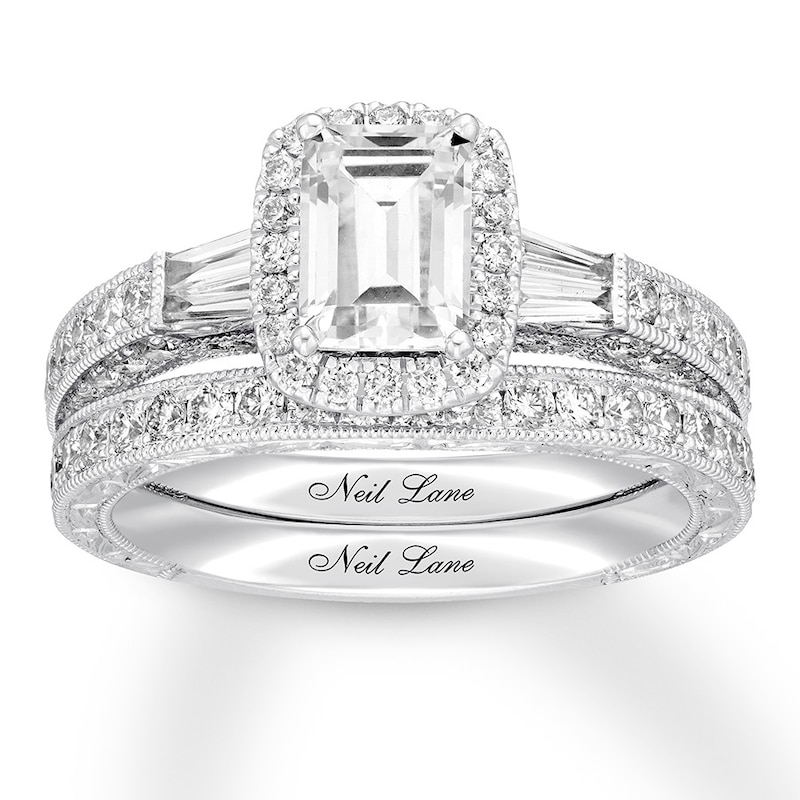 Neil Lane Bridal Set 1-7/8 ct tw Emerald-cut 14K White Gold