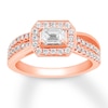Thumbnail Image 0 of Diamond Engagement Ring 7/8 ct tw Emerald/Round 14K Rose Gold