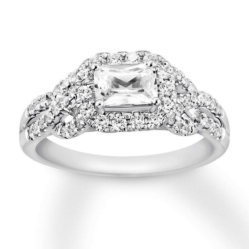 Diamond Engagement Ring 7/8 ct tw Emerald-cut 14K White Gold